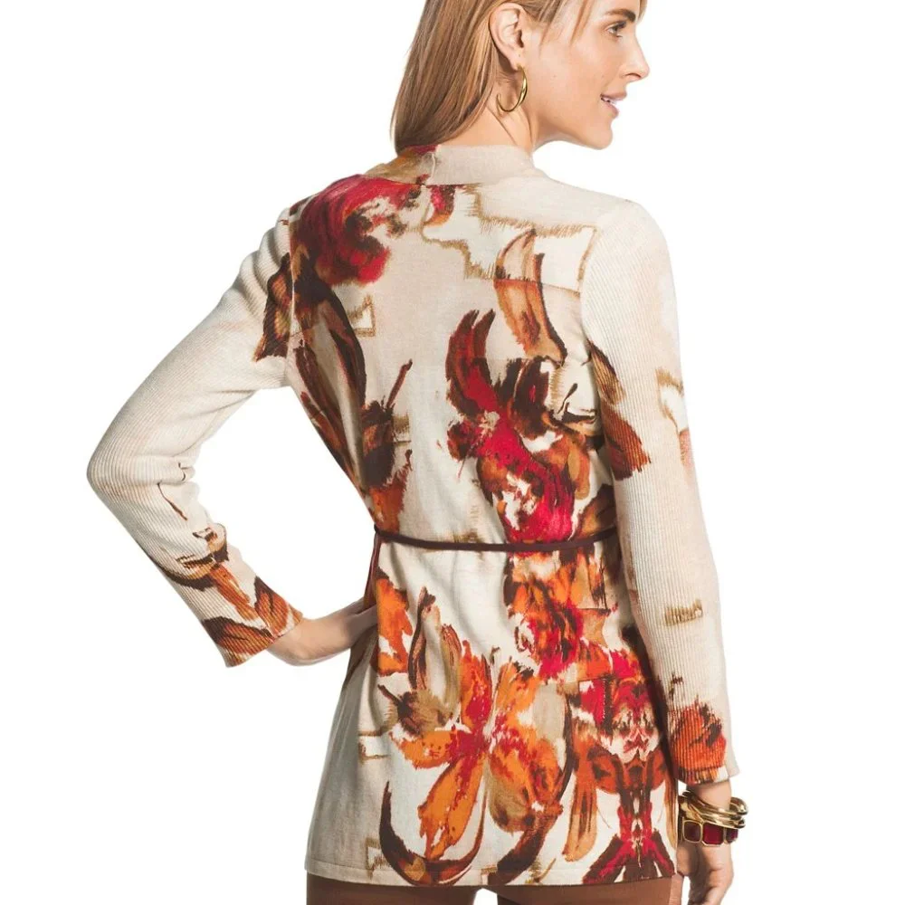 Chico's Warm Floral Valencia Cardigan size 0